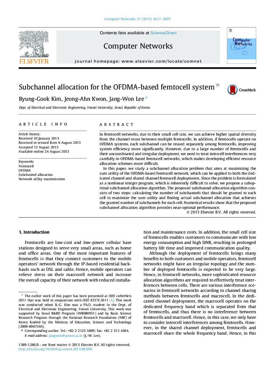 Subchannel allocation for the OFDMA-based femtocell system