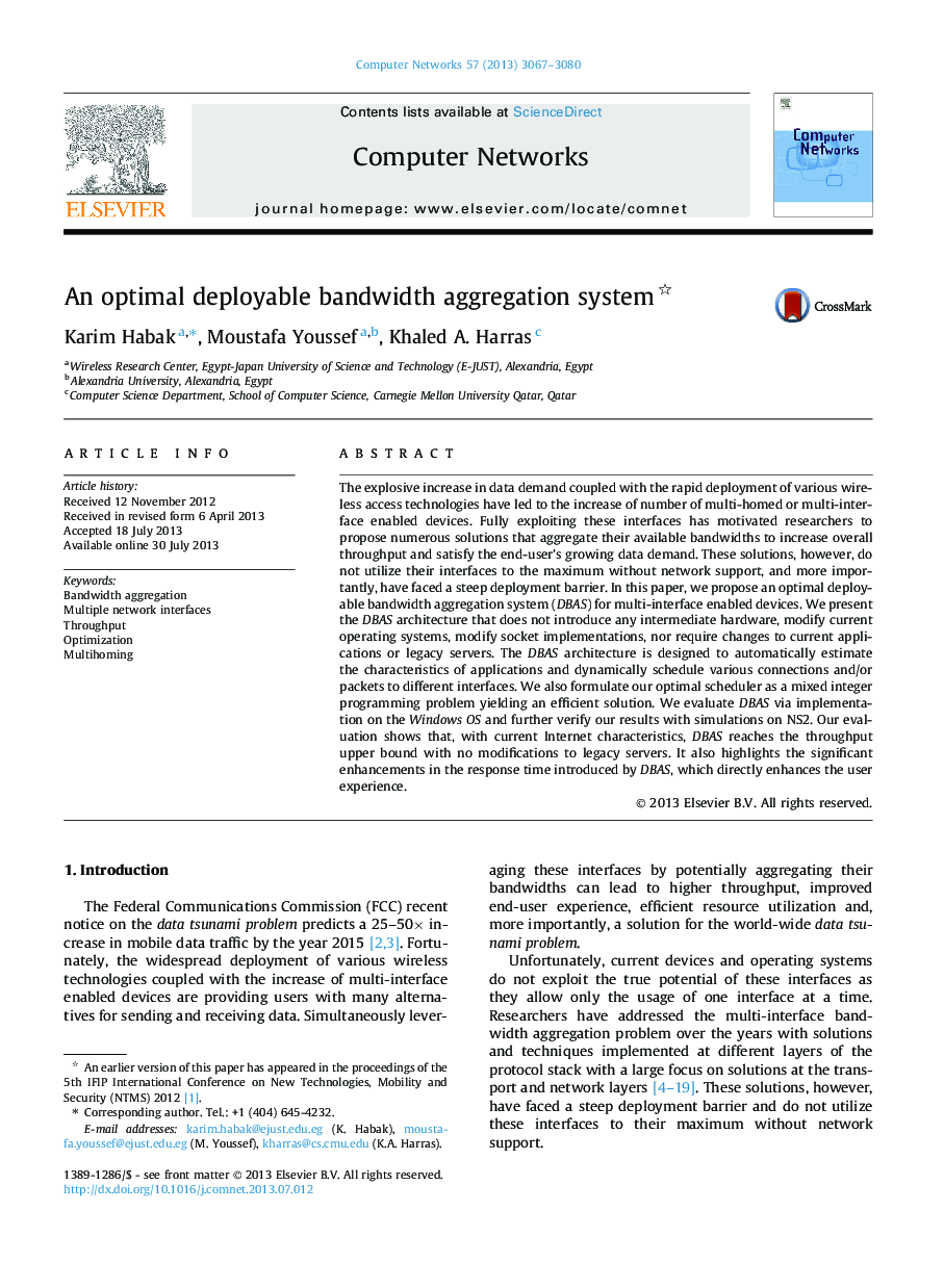 An optimal deployable bandwidth aggregation system