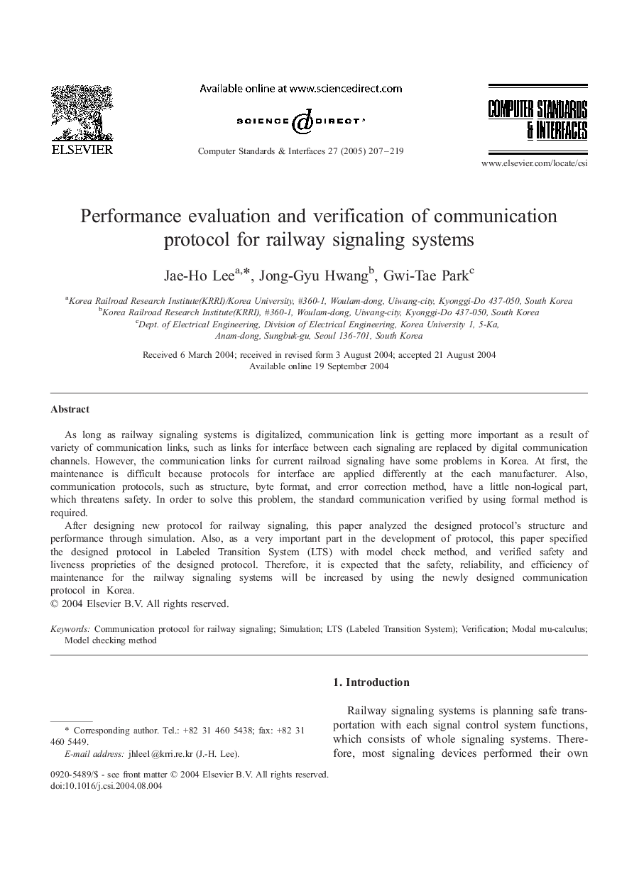 Performance evaluation and verification of communication protocol for railway signaling systems