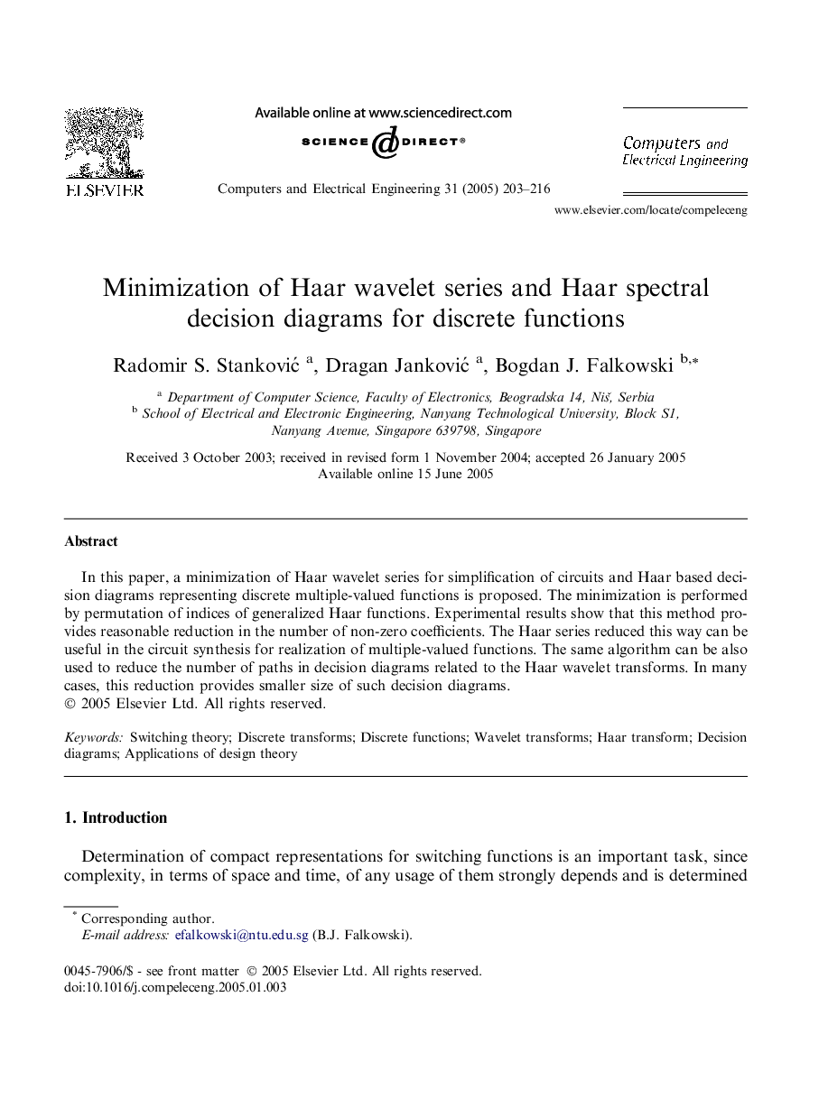 Minimization of Haar wavelet series and Haar spectral decision diagrams for discrete functions