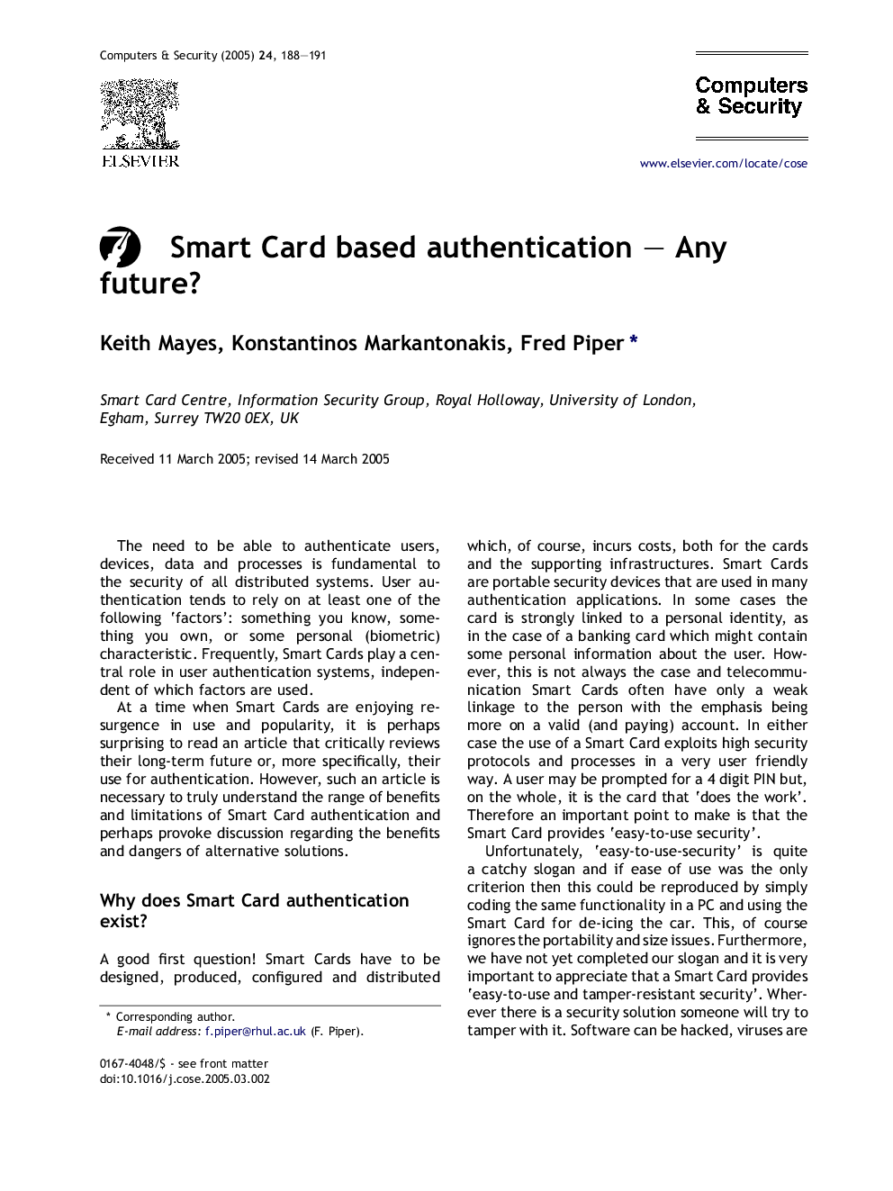 Smart card based authentication - any future?