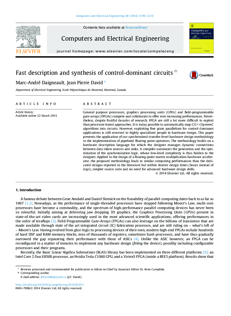 Fast description and synthesis of control-dominant circuits