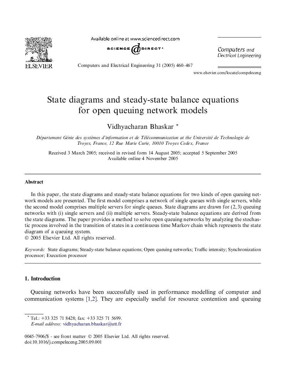 State diagrams and steady-state balance equations for open queuing network models