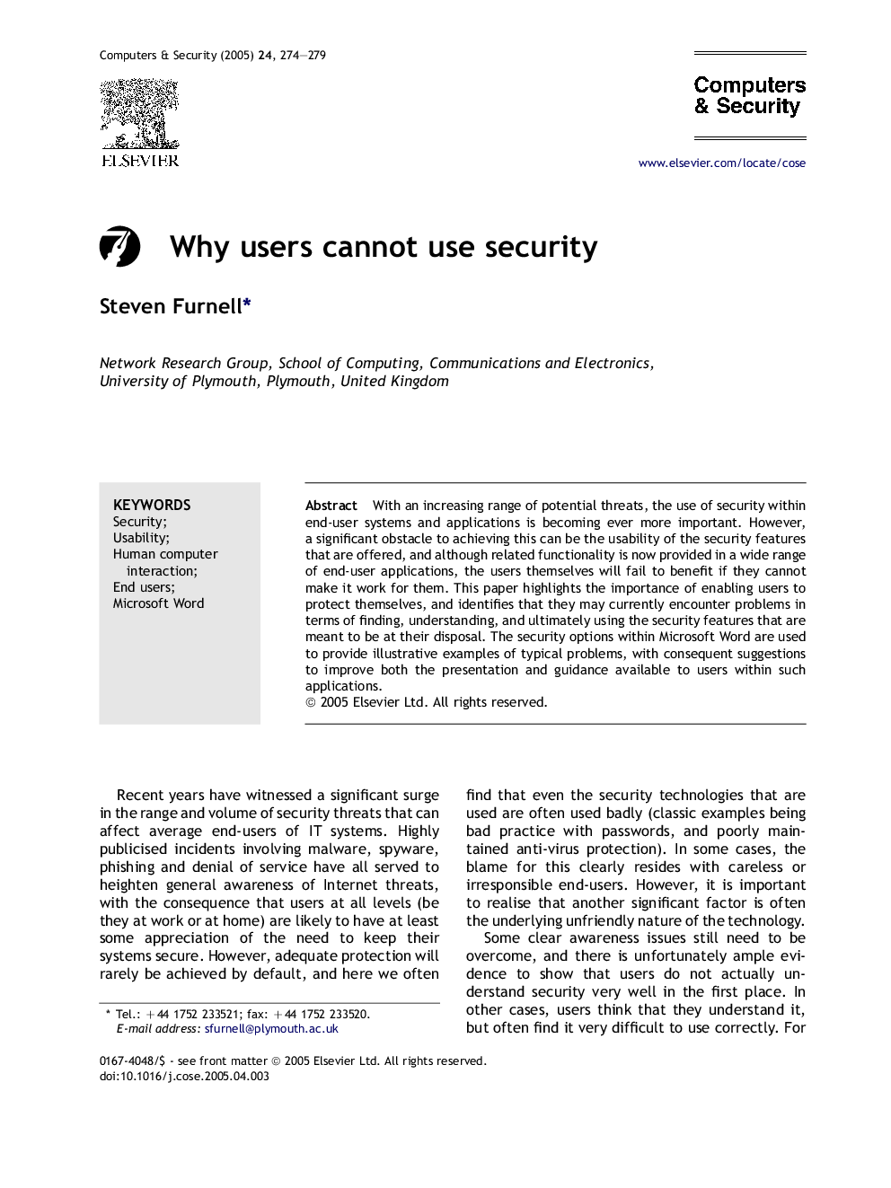 Why users cannot use security