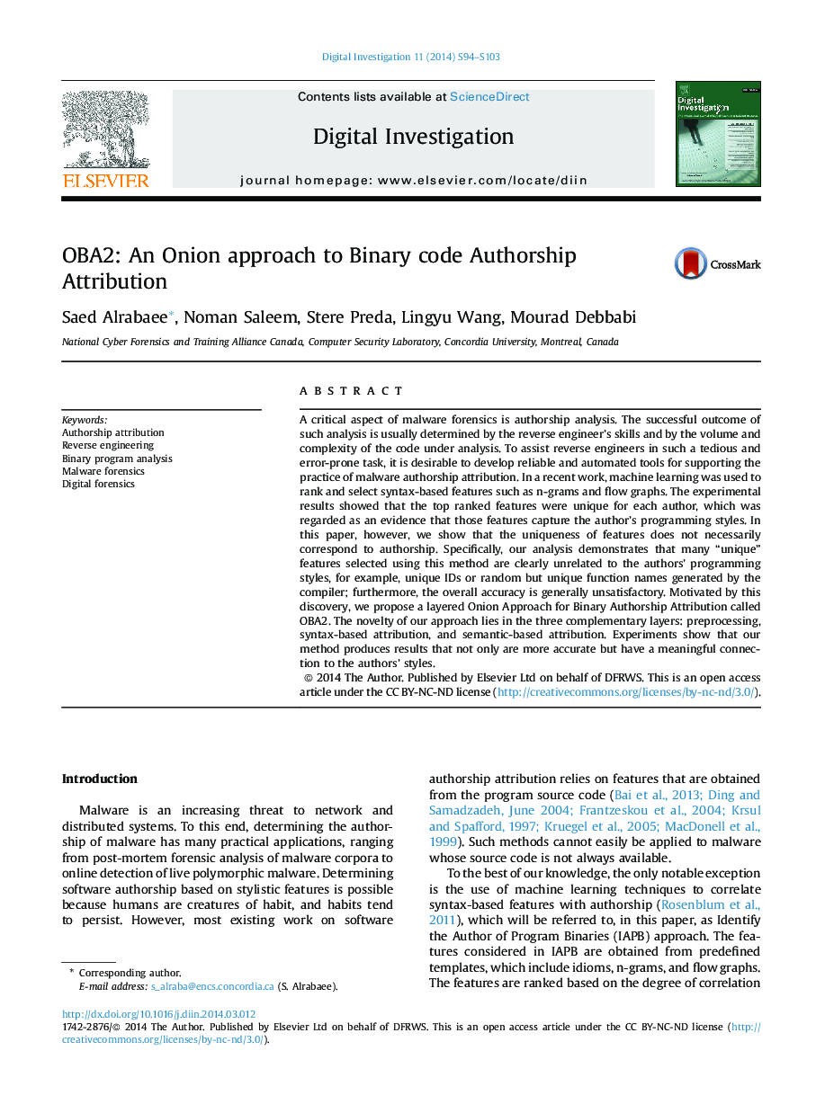 OBA2: An Onion approach to Binary code Authorship Attribution