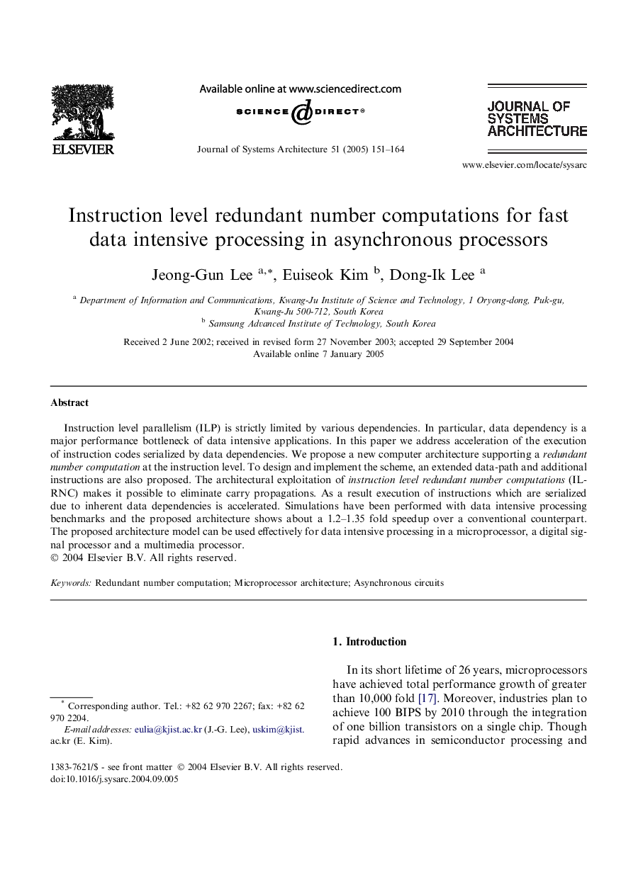 Instruction level redundant number computations for fast data intensive processing in asynchronous processors