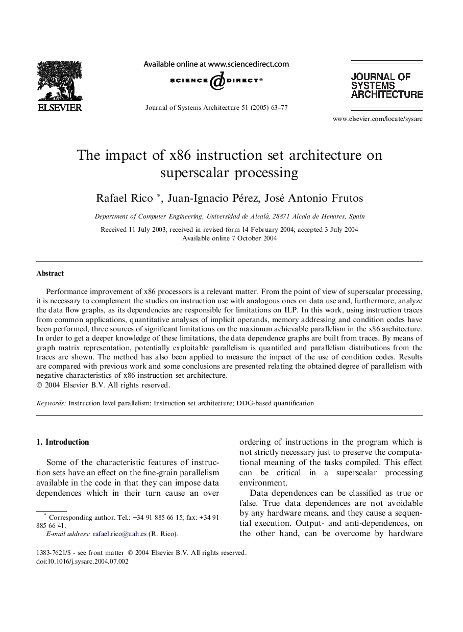 The impact of x86 instruction set architecture on superscalar processing