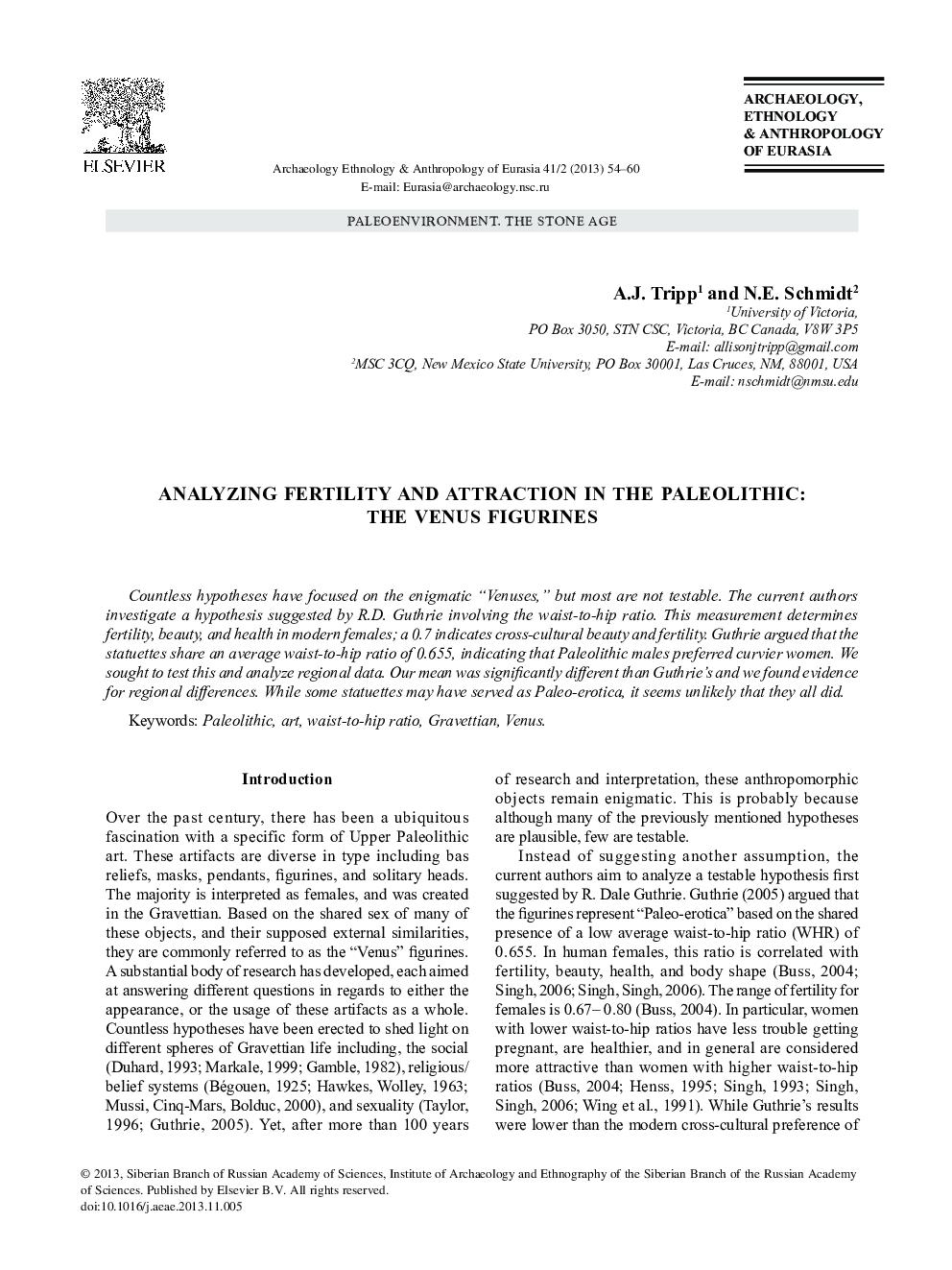 Analyzing Fertility and Attraction in the Paleolithic: The Venus Figurines