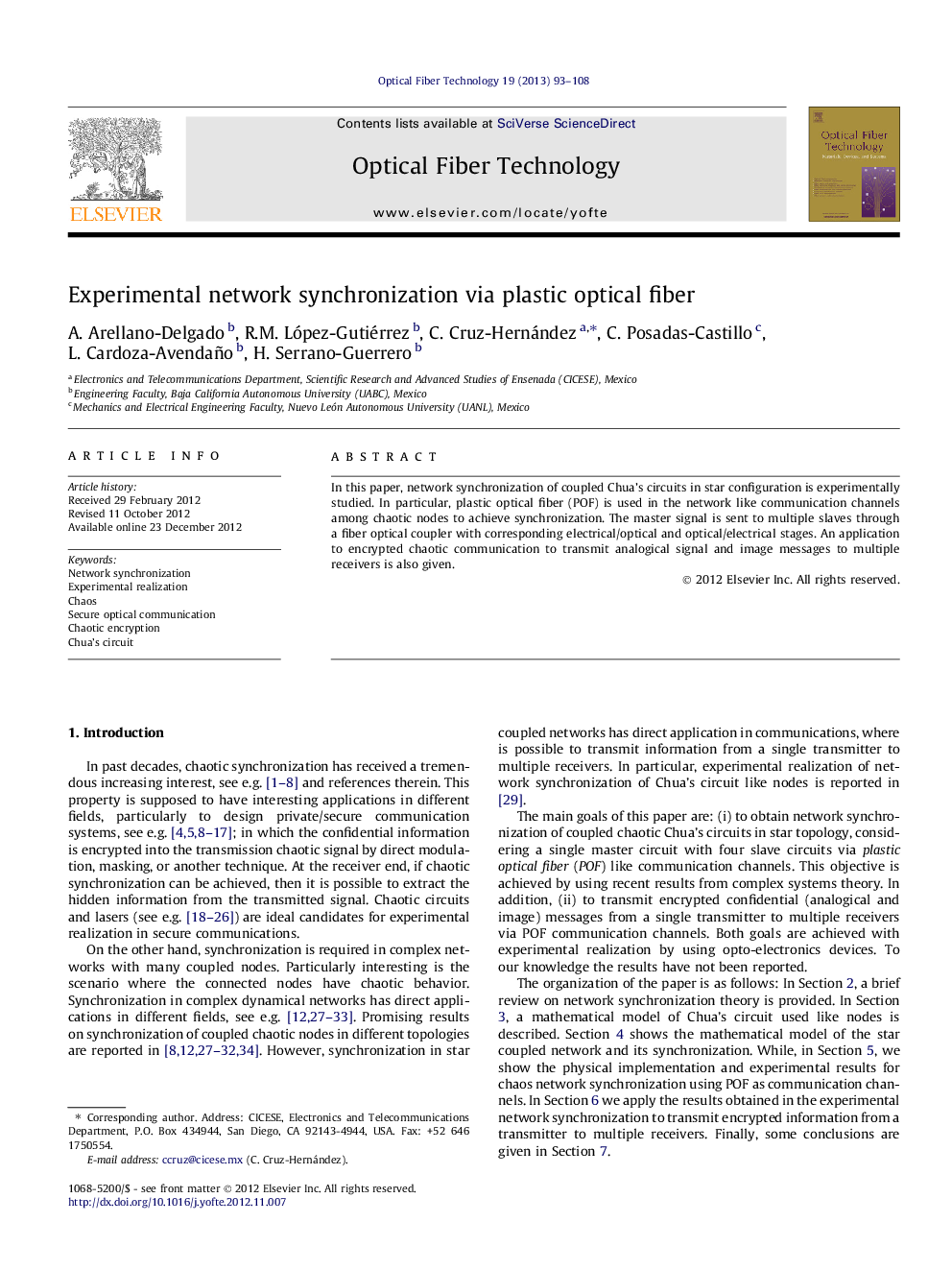 Experimental network synchronization via plastic optical fiber