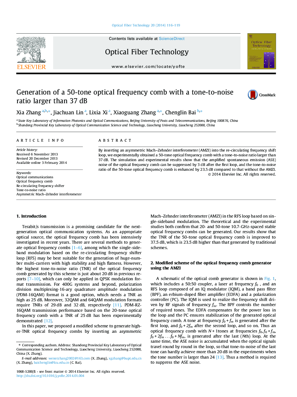 Generation of a 50-tone optical frequency comb with a tone-to-noise ratio larger than 37Â dB