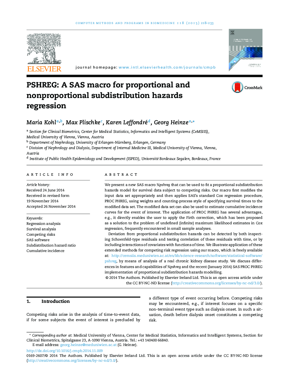 PSHREG: A SAS macro for proportional and nonproportional subdistribution hazards regression