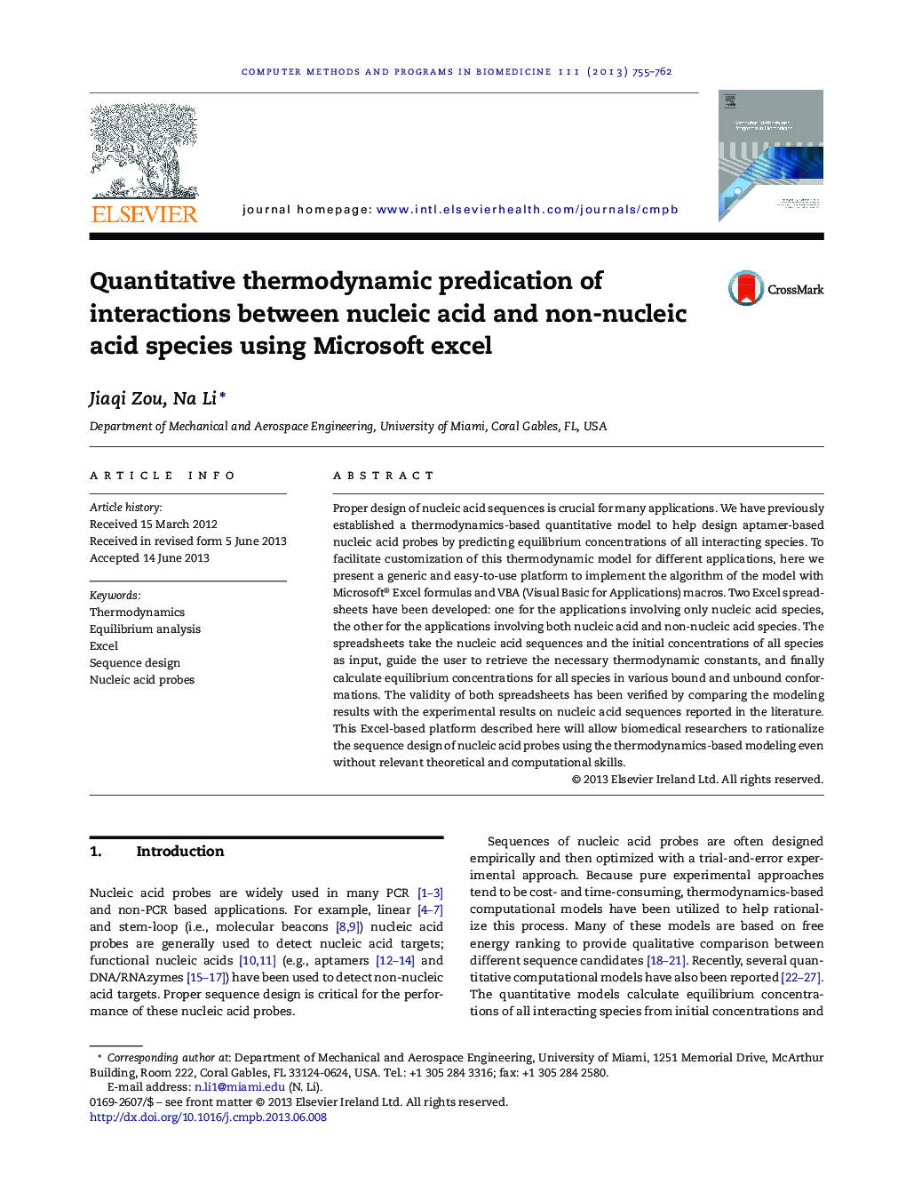 Quantitative thermodynamic predication of interactions between nucleic acid and non-nucleic acid species using Microsoft excel