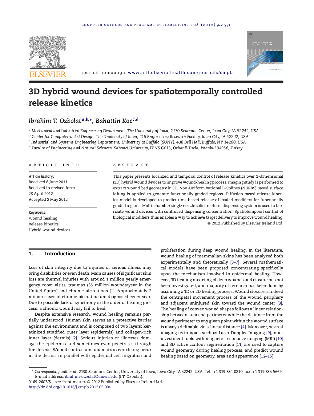 3D hybrid wound devices for spatiotemporally controlled release kinetics