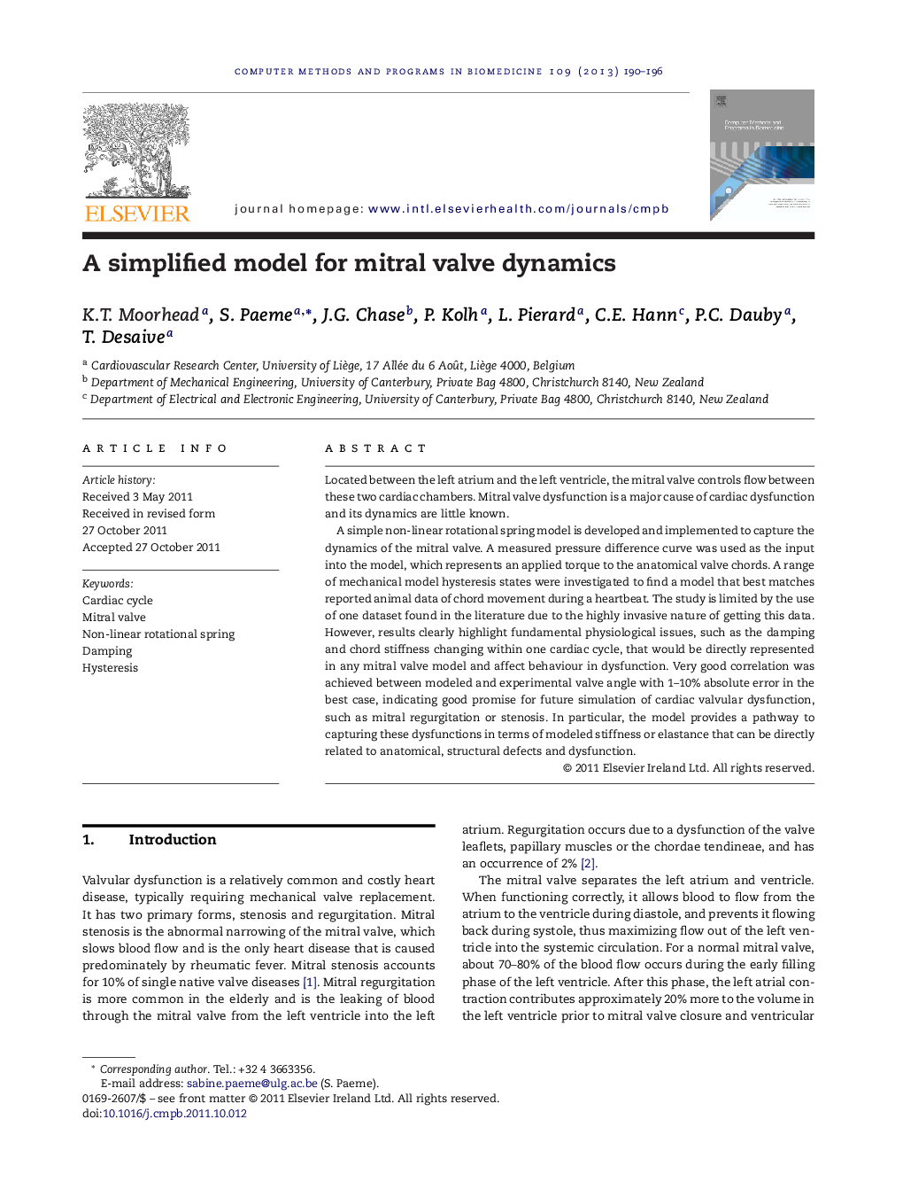 A simplified model for mitral valve dynamics