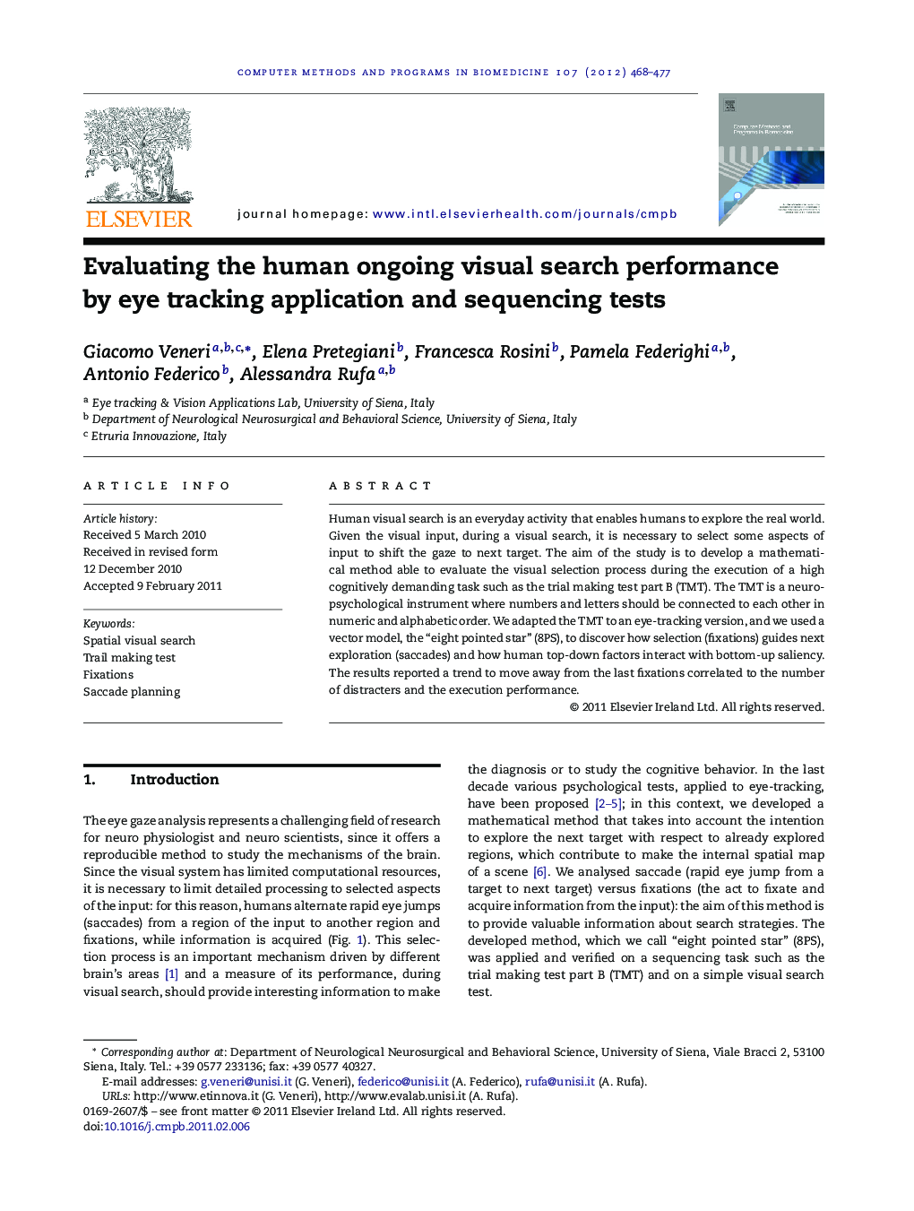 Evaluating the human ongoing visual search performance by eye tracking application and sequencing tests