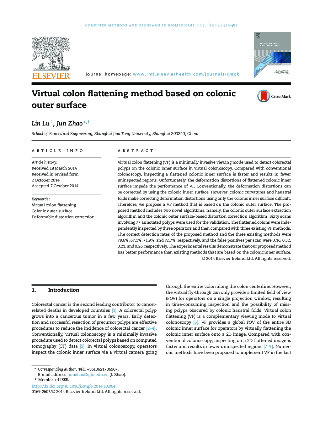 Virtual colon flattening method based on colonic outer surface