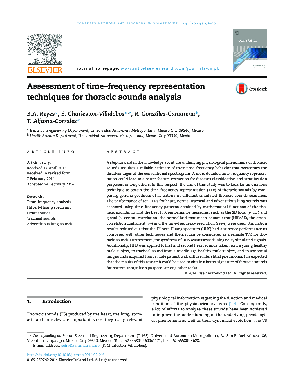 Assessment of time-frequency representation techniques for thoracic sounds analysis