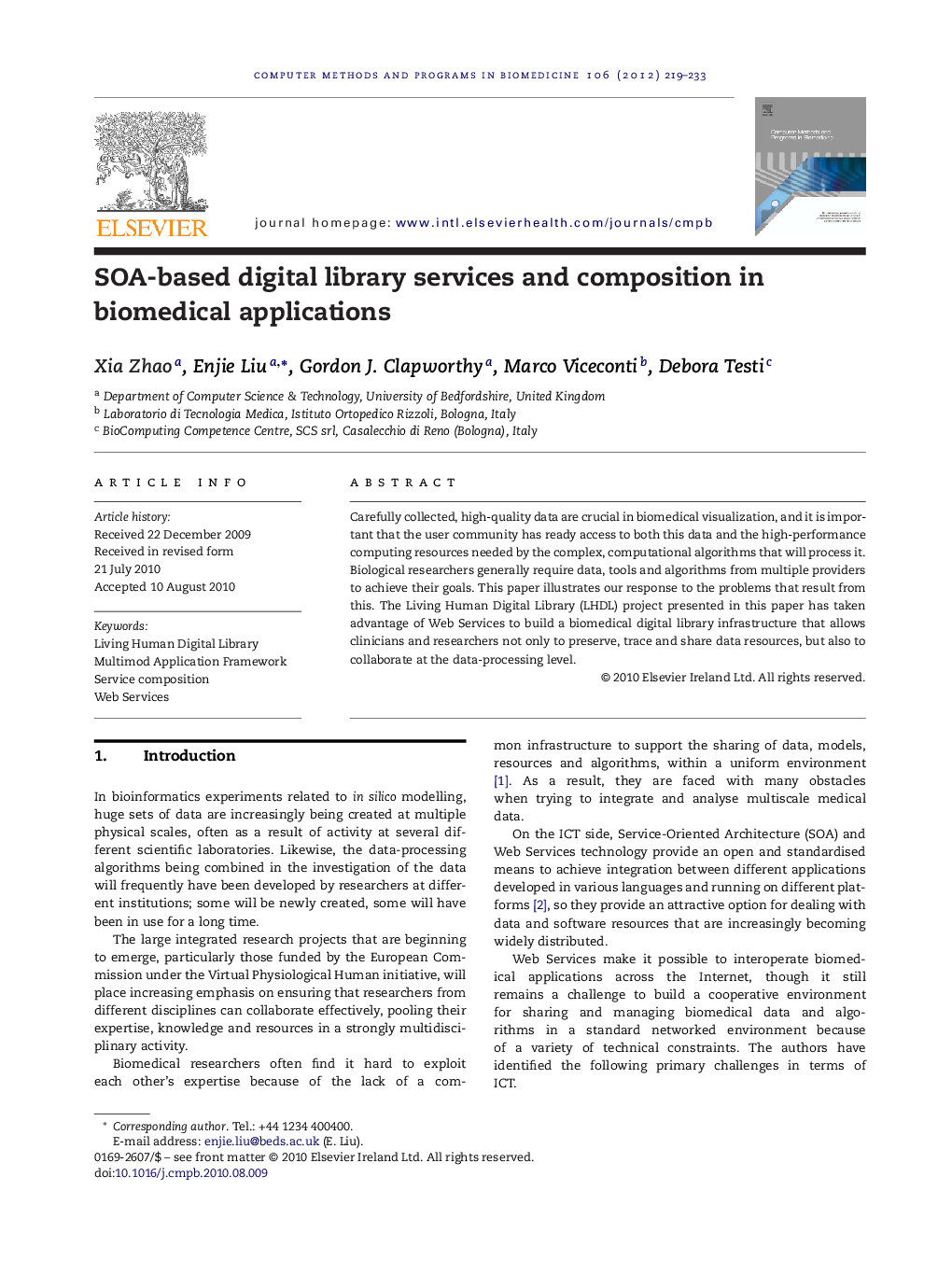 SOA-based digital library services and composition in biomedical applications