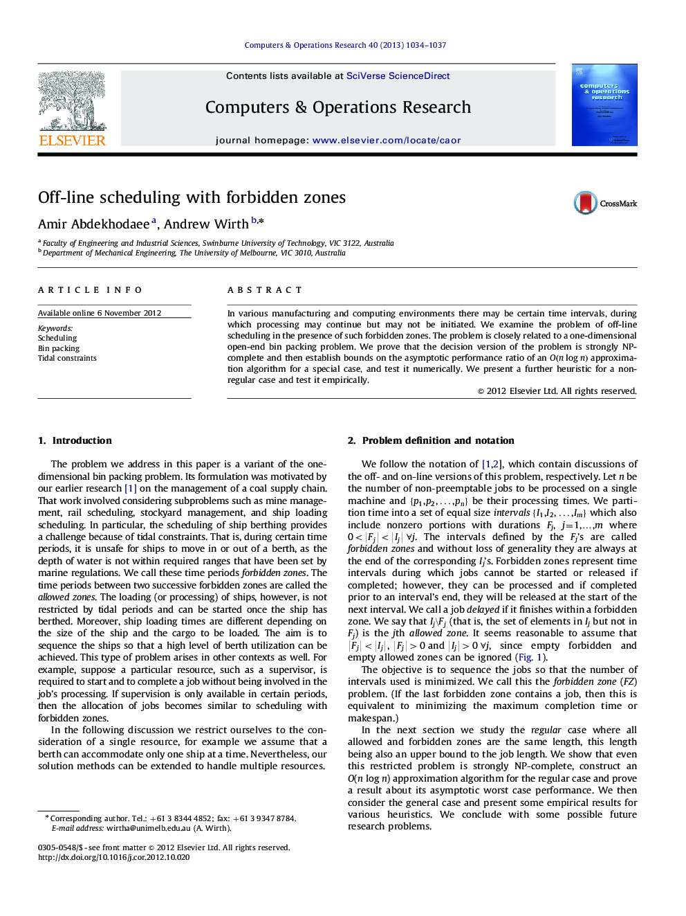 Off-line scheduling with forbidden zones