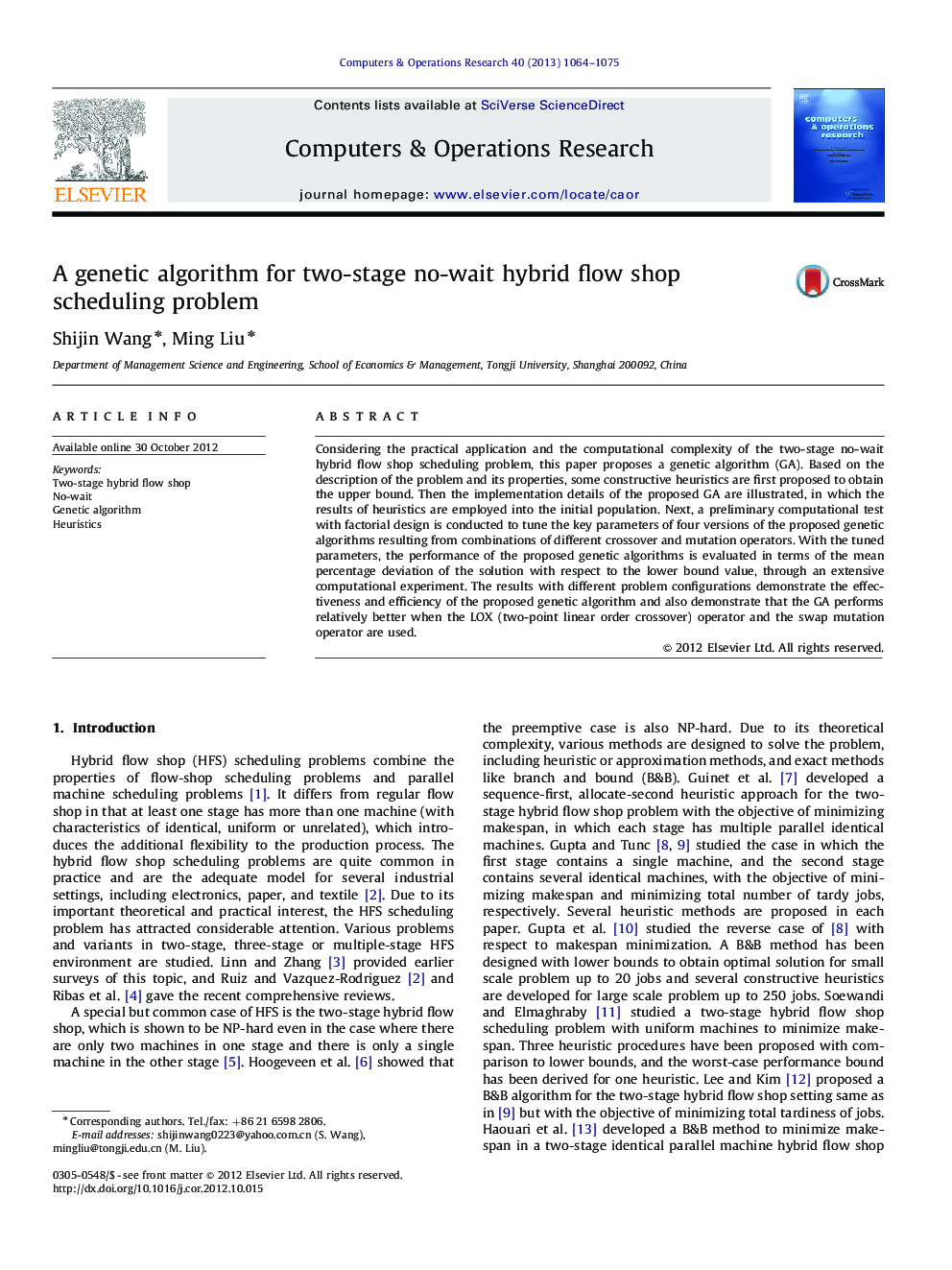 A genetic algorithm for two-stage no-wait hybrid flow shop scheduling problem