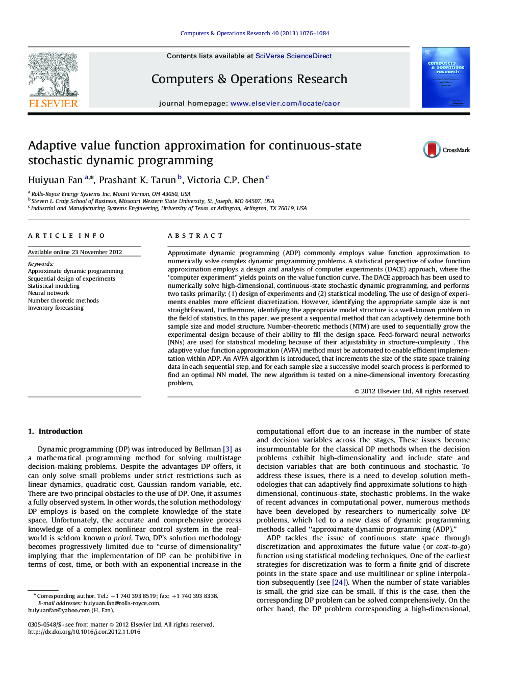 Adaptive value function approximation for continuous-state stochastic dynamic programming