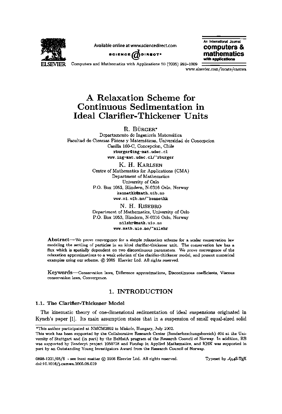 A relaxation scheme forcontinuous sedimentation in ideal clarifier-thickener units