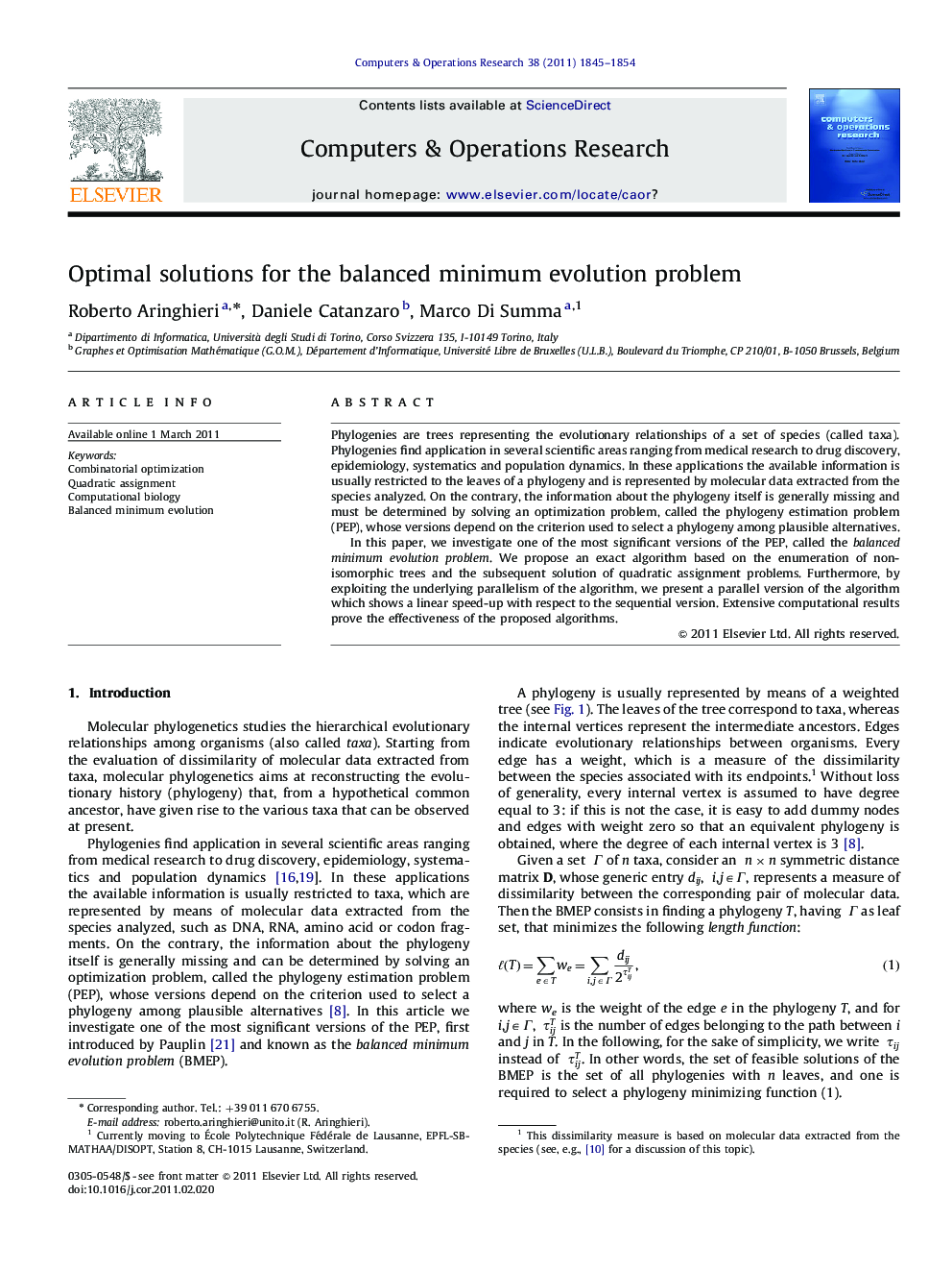 Optimal solutions for the balanced minimum evolution problem