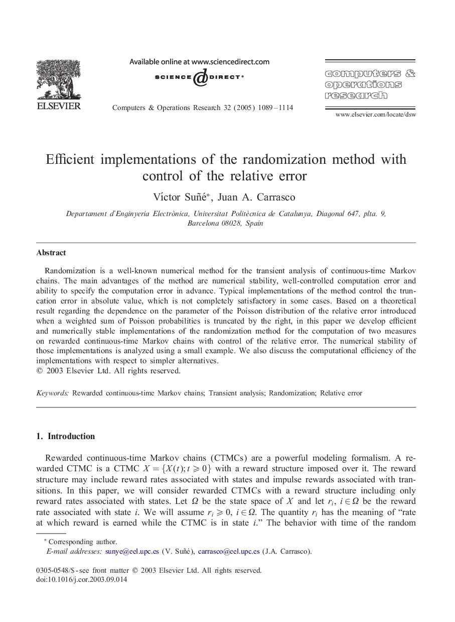 Efficient implementations of the randomization method with control of the relative error