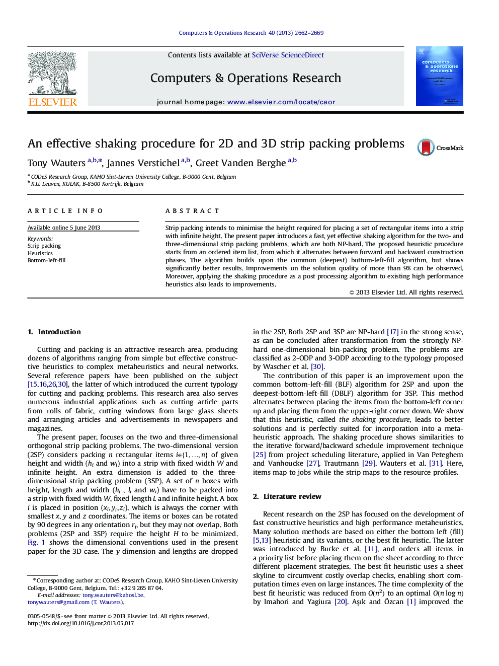 An effective shaking procedure for 2D and 3D strip packing problems