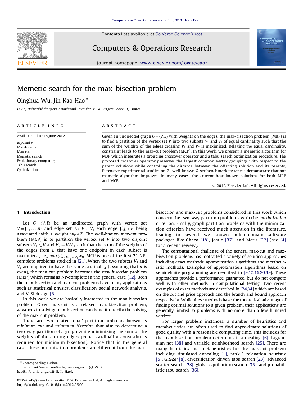 Memetic search for the max-bisection problem