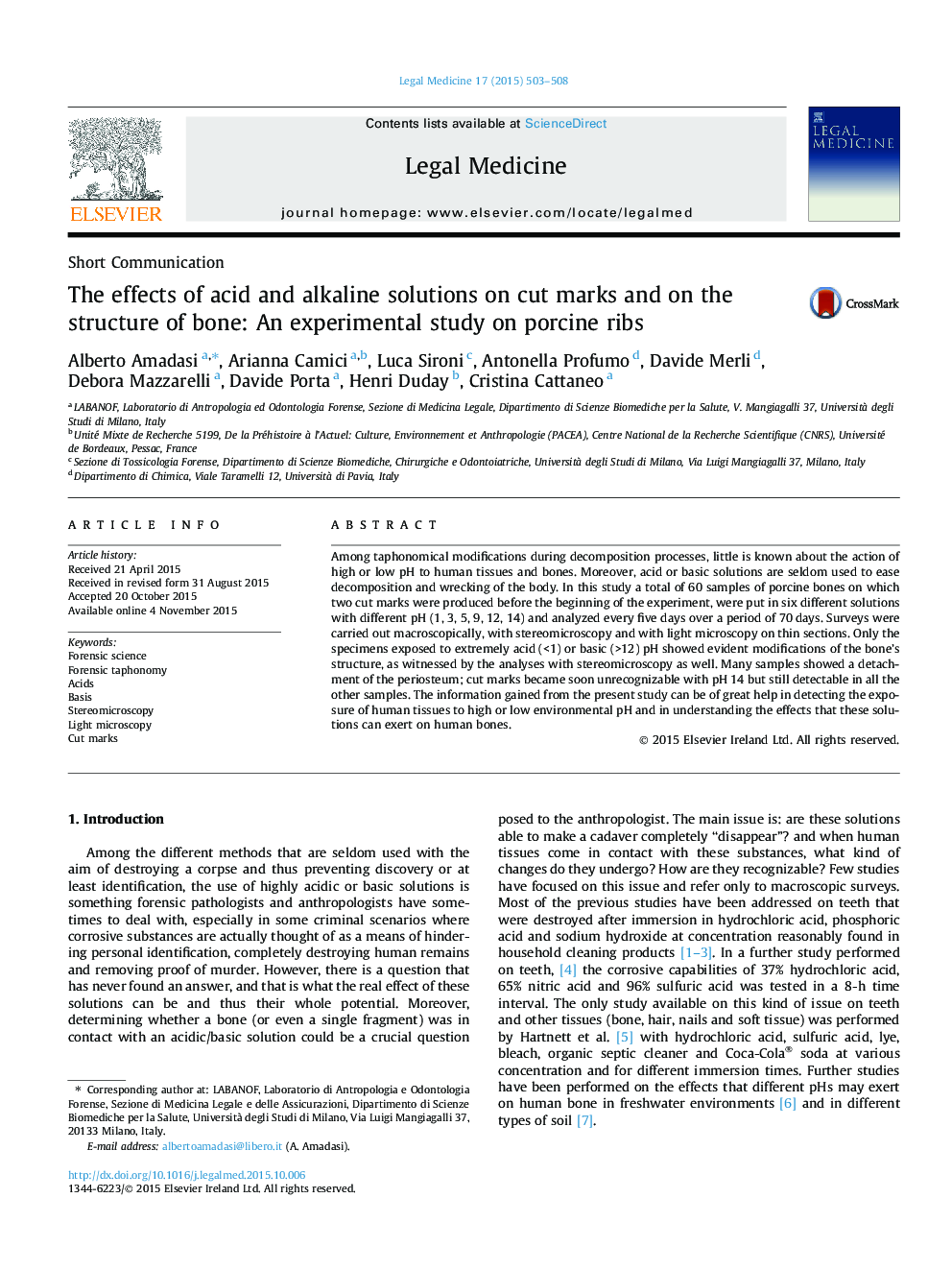 اثرات محلول اسید و قلیایی بر علائم برش و بر ساختار استخوان: یک مطالعه تجربی بر روی کمربند سوسیس