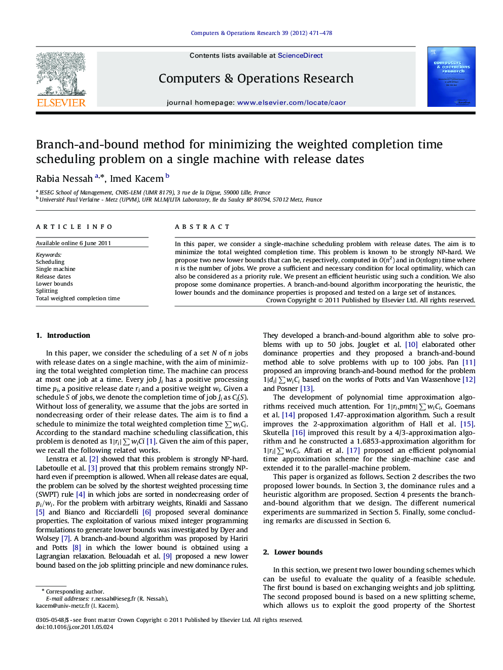 Branch-and-bound method for minimizing the weighted completion time scheduling problem on a single machine with release dates