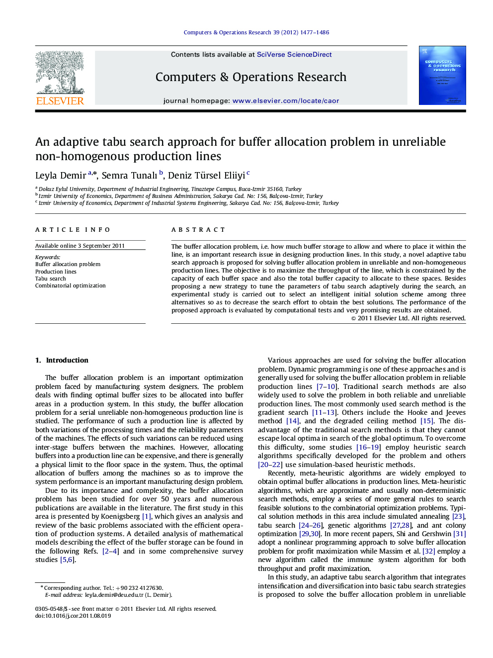 An adaptive tabu search approach for buffer allocation problem in unreliable non-homogenous production lines