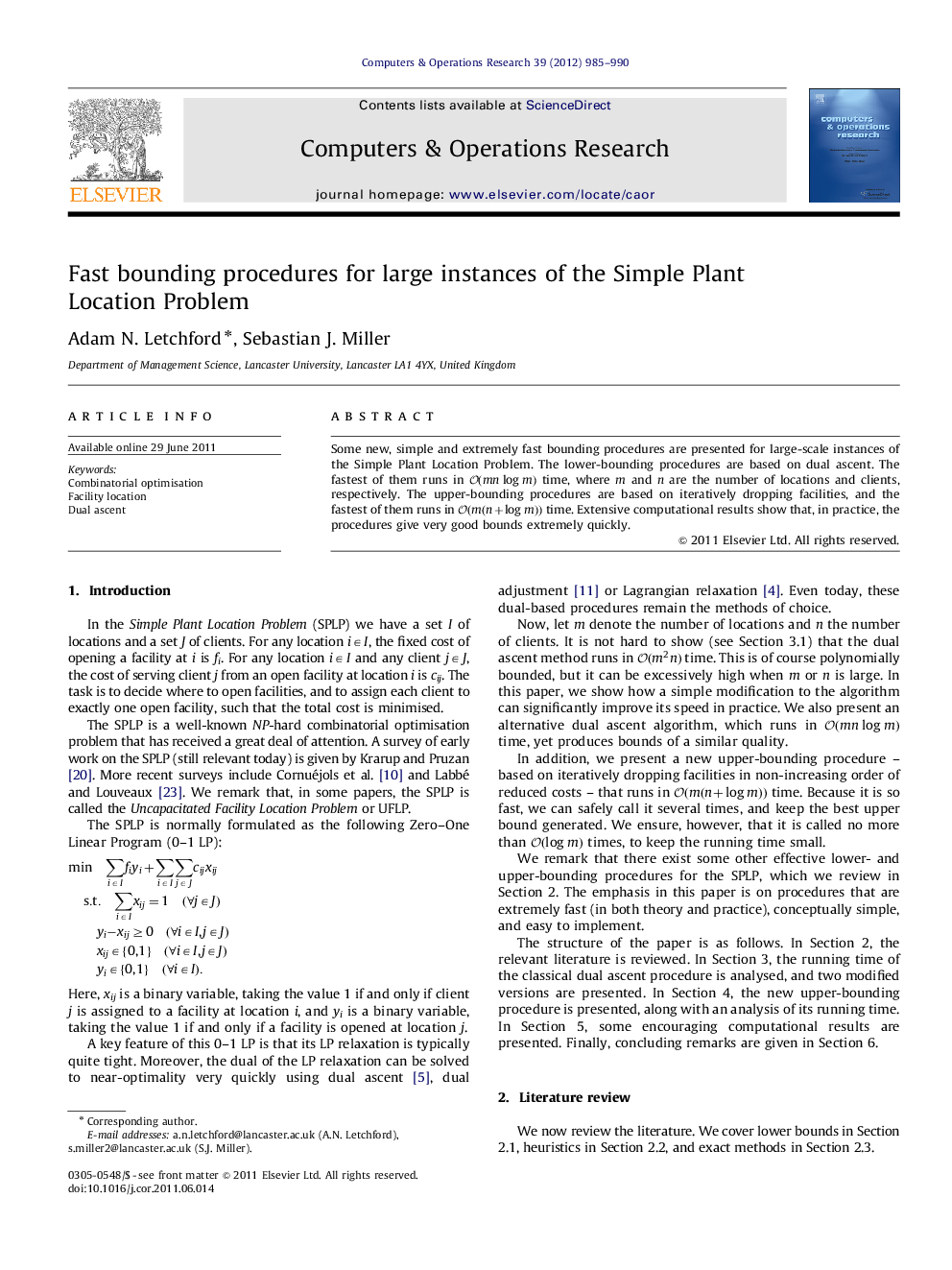 Fast bounding procedures for large instances of the Simple Plant Location Problem