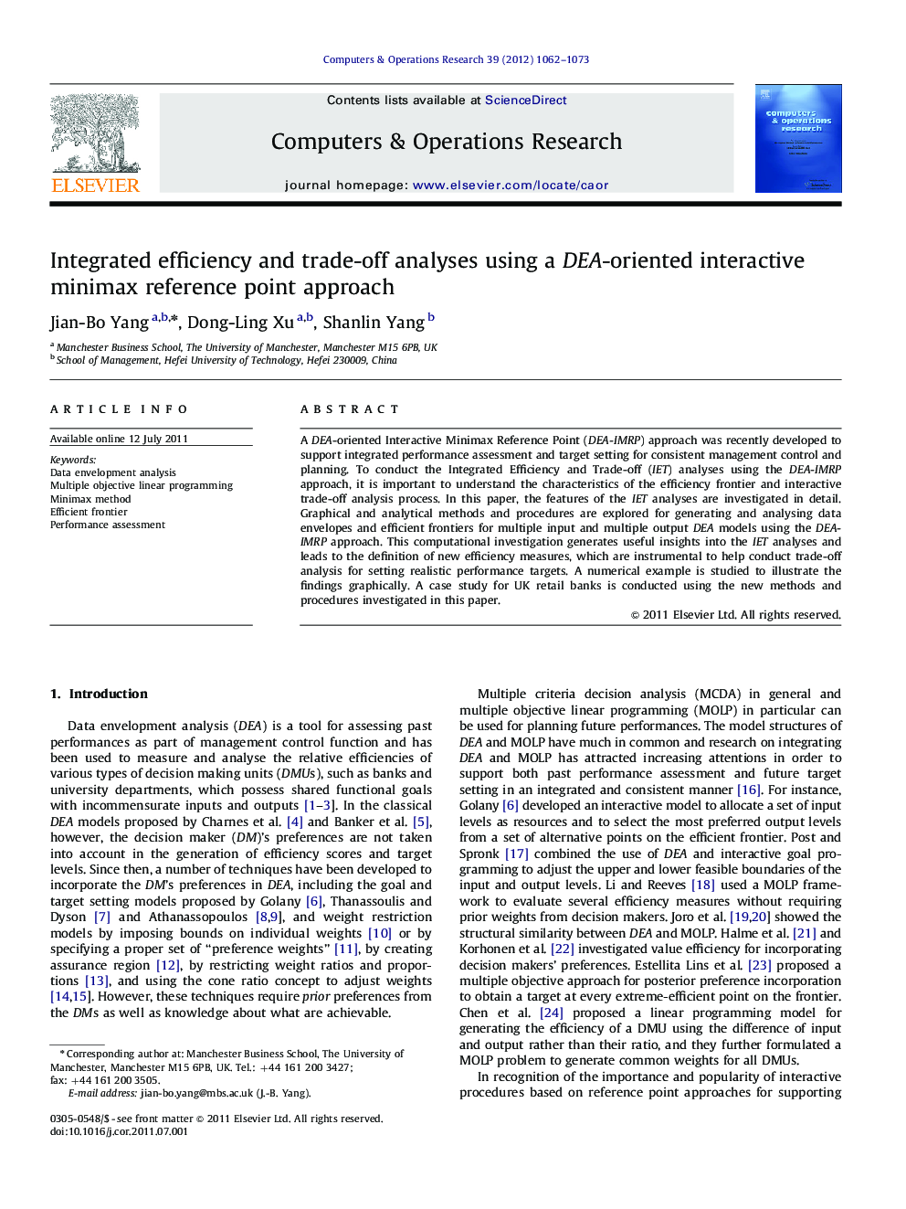 Integrated efficiency and trade-off analyses using a DEA-oriented interactive minimax reference point approach