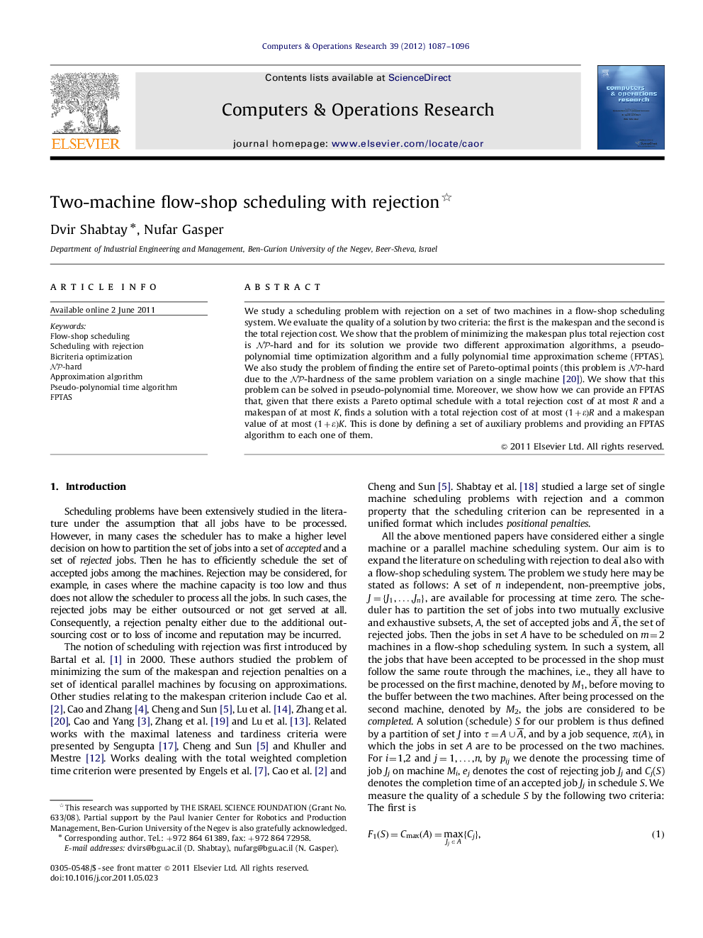 Two-machine flow-shop scheduling with rejection