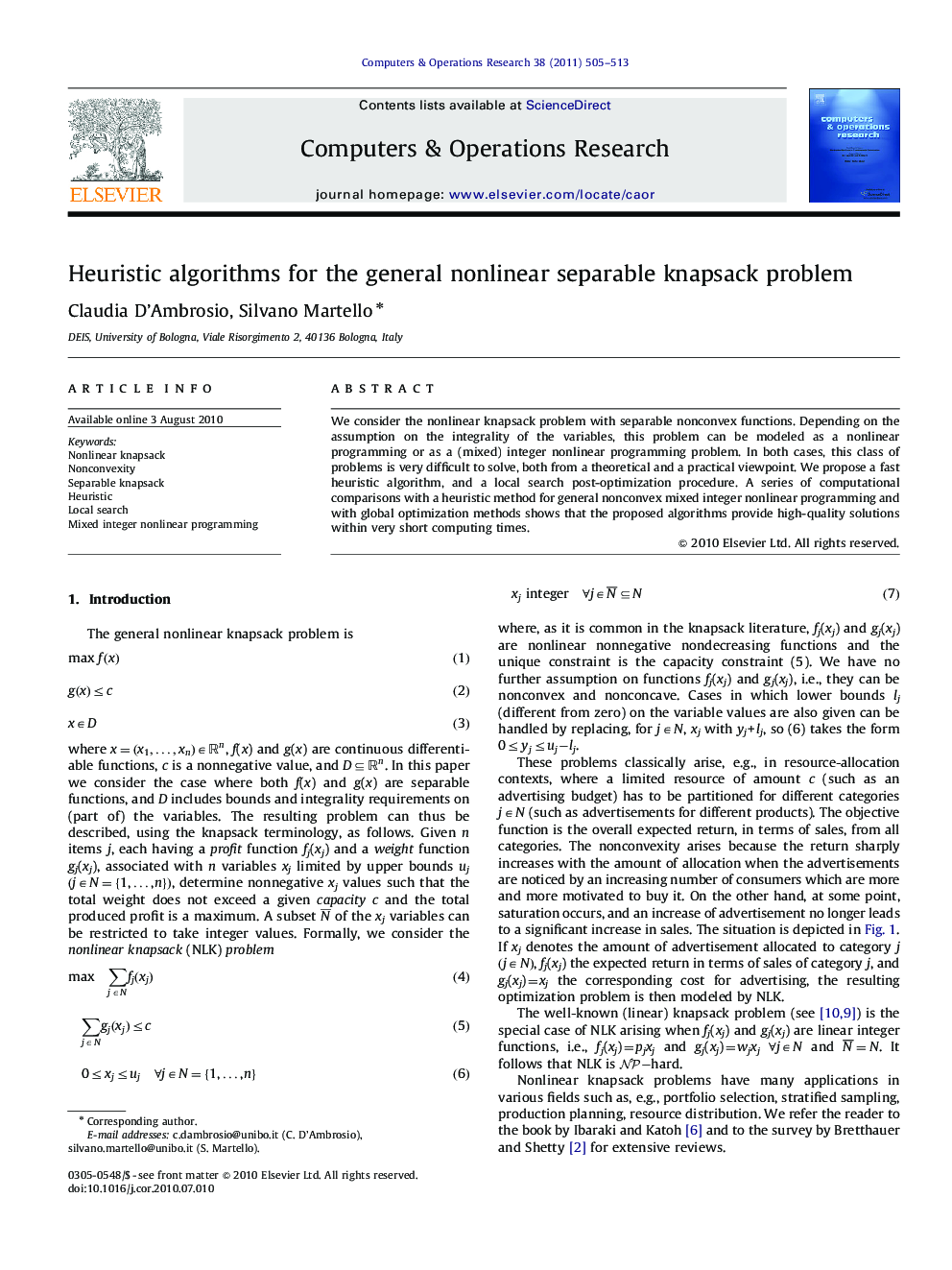 Heuristic algorithms for the general nonlinear separable knapsack problem