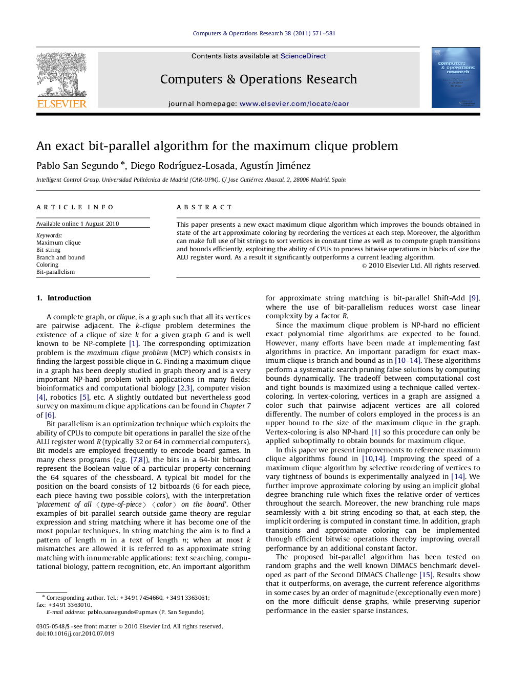 An exact bit-parallel algorithm for the maximum clique problem