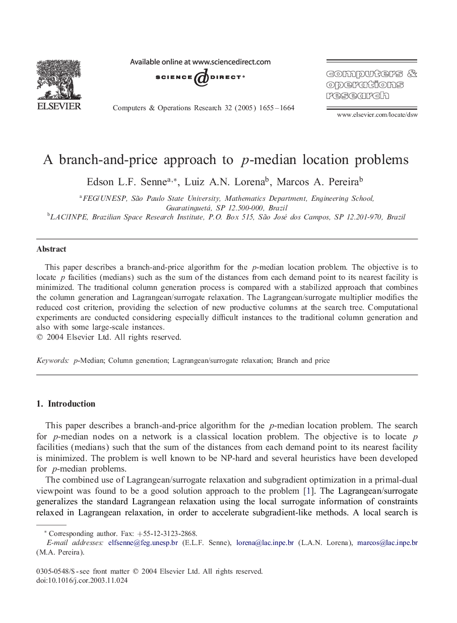 A branch-and-price approach to p-median location problems