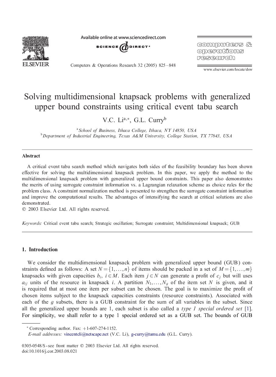 Solving multidimensional knapsack problems with generalized upper bound constraints using critical event tabu search