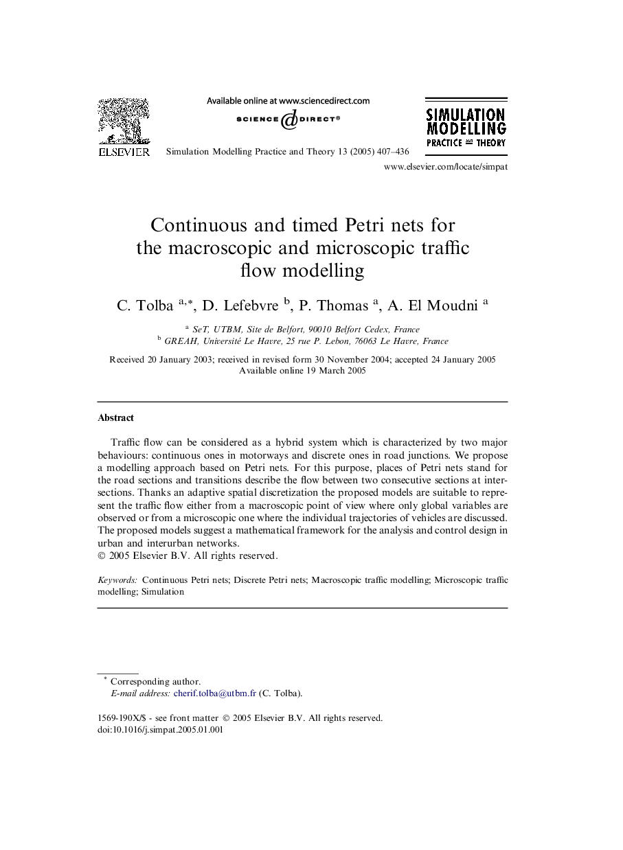 Continuous and timed Petri nets for the macroscopic and microscopic traffic flow modelling