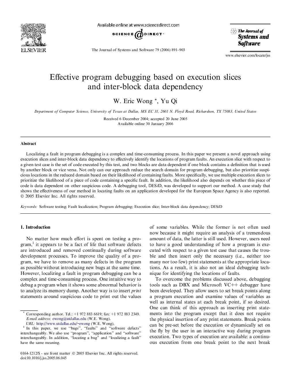 Effective program debugging based on execution slices and inter-block data dependency