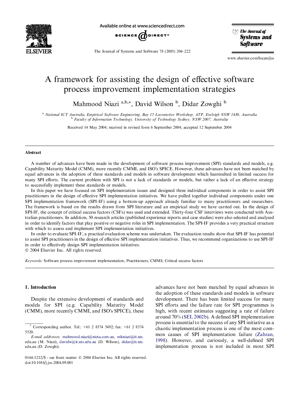 A framework for assisting the design of effective software process improvement implementation strategies