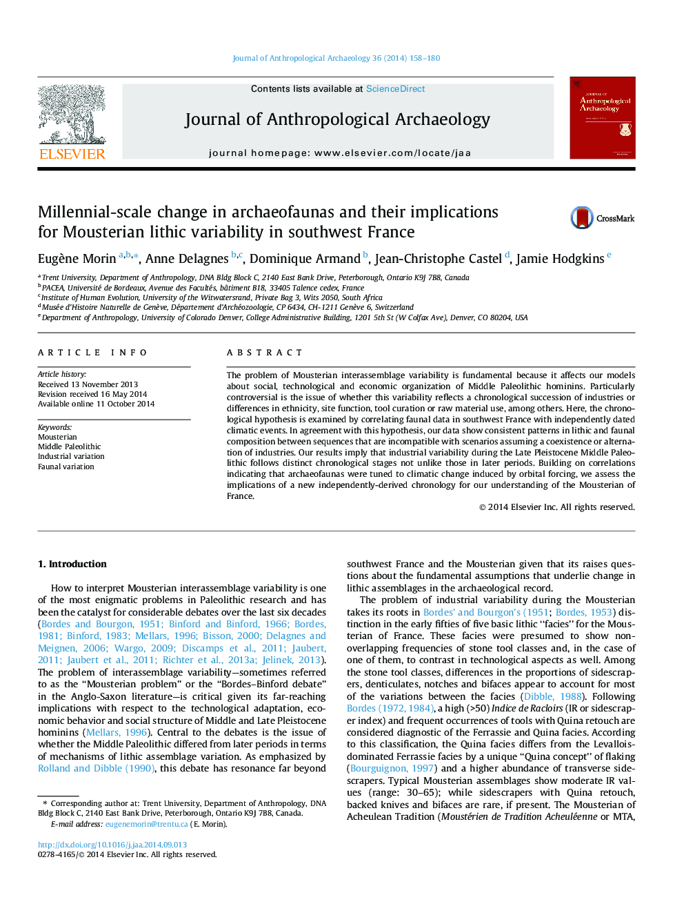 Millennial-scale change in archaeofaunas and their implications for Mousterian lithic variability in southwest France