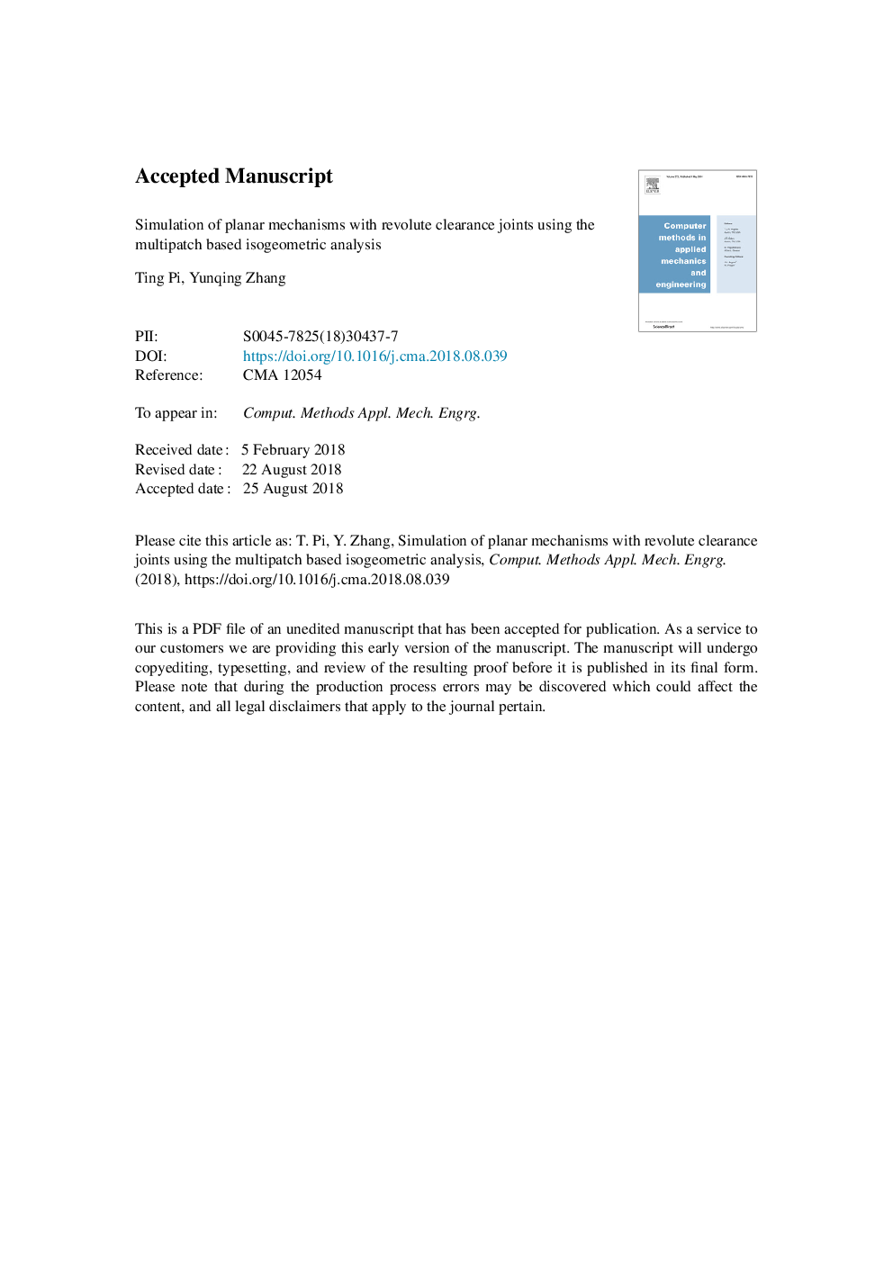 Simulation of planar mechanisms with revolute clearance joints using the multipatch based isogeometric analysis