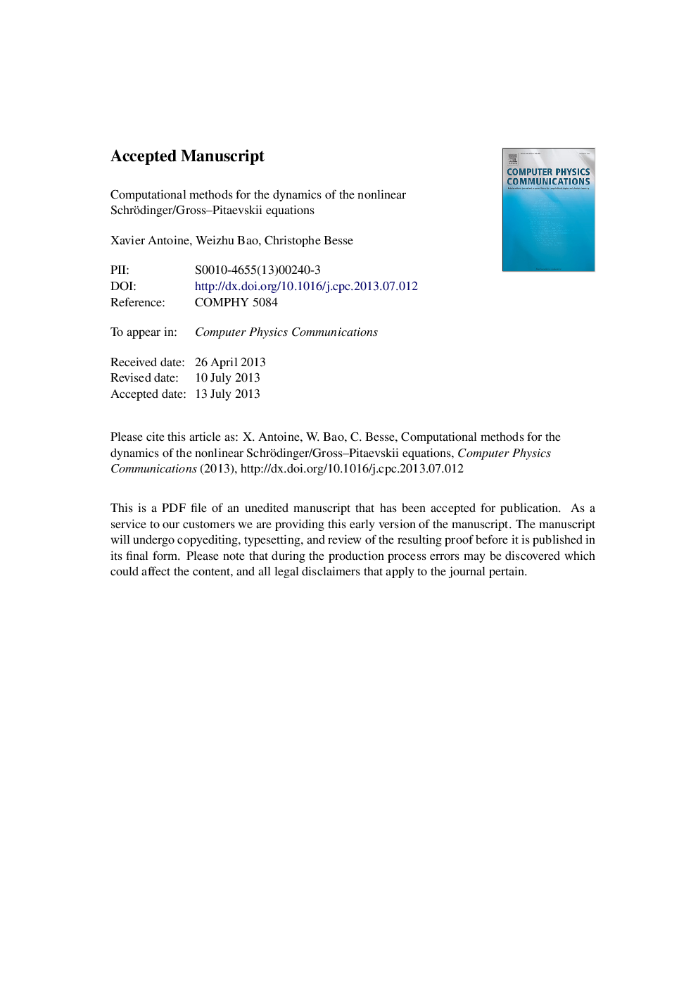 Computational methods for the dynamics of the nonlinear Schrödinger/Gross-Pitaevskii equations