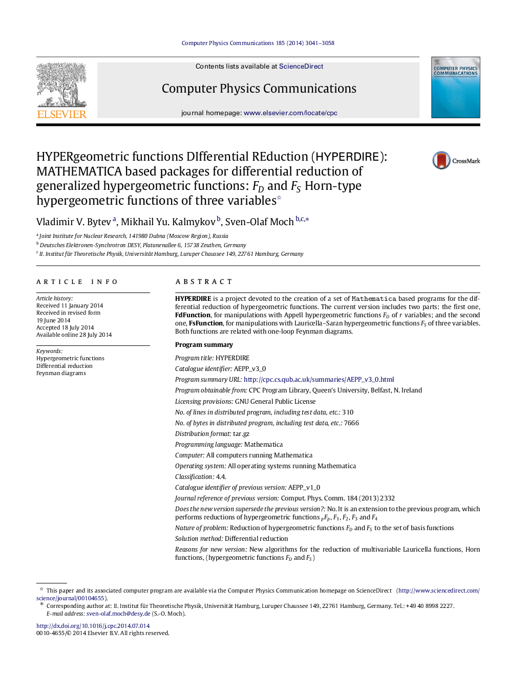 HYPERgeometric functions DIfferential REduction (HYPERDIRE): MATHEMATICA based packages for differential reduction of generalized hypergeometric functions: FD and FS Horn-type hypergeometric functions of three variables