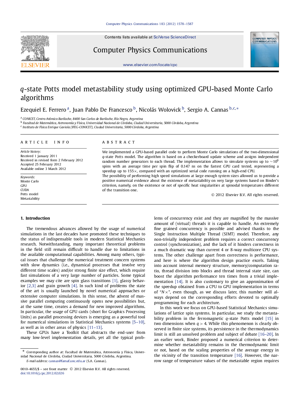 q-state Potts model metastability study using optimized GPU-based Monte Carlo algorithms