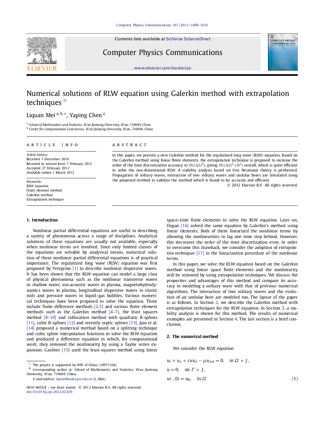 Numerical solutions of RLW equation using Galerkin method with extrapolation techniques