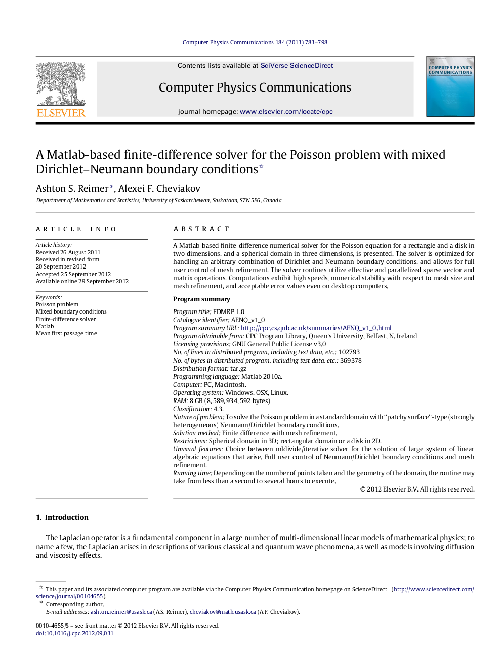 A Matlab-based finite-difference solver for the Poisson problem with mixed Dirichlet-Neumann boundary conditions